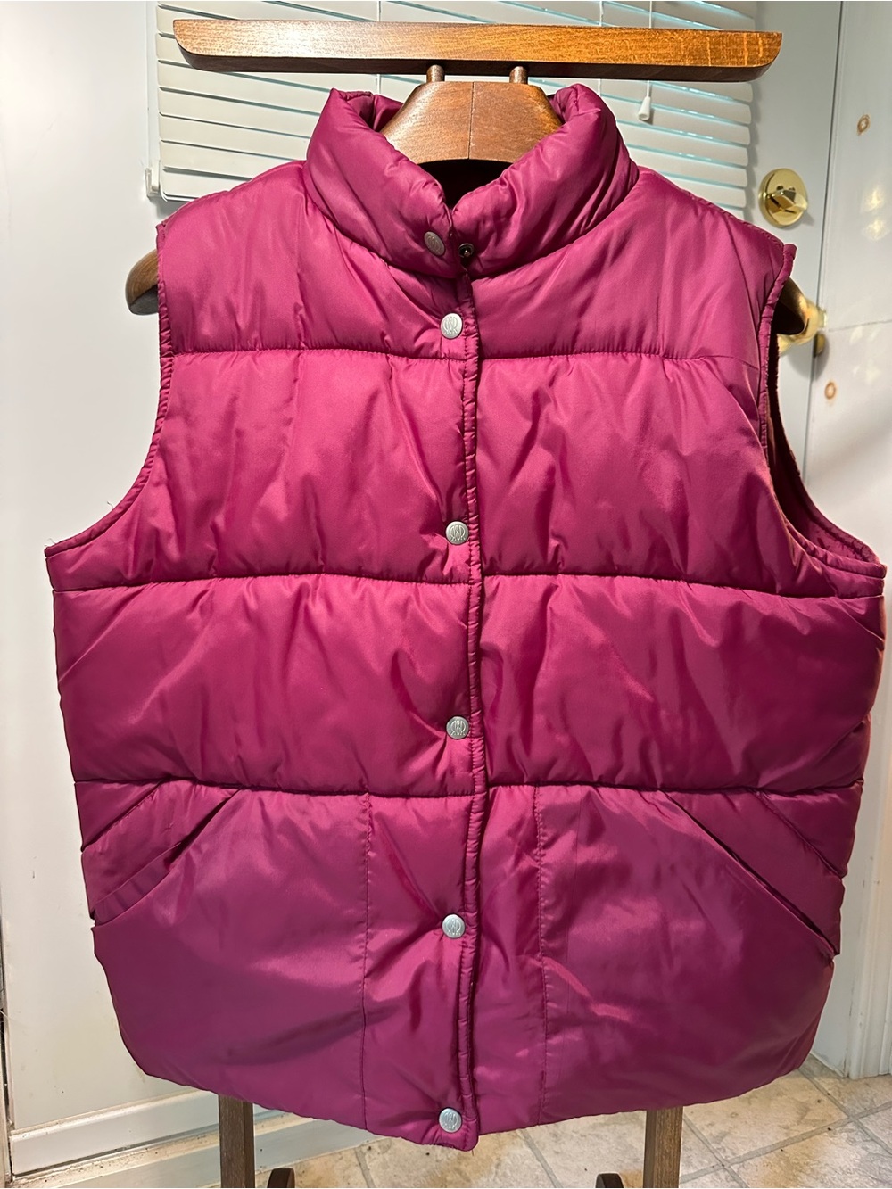 R&R Quilted Puffer Vest in Deep Berry